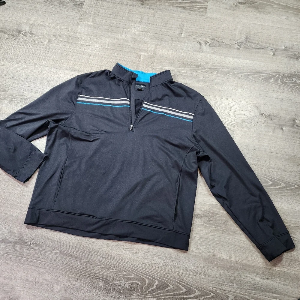 CHASE 54 Pullover Quarter Zip Black Blue Men's 2XL